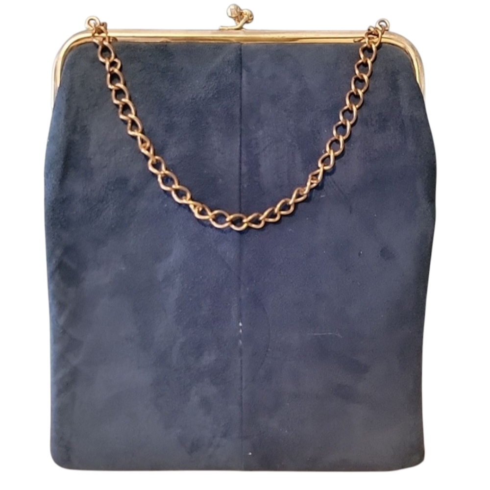 Vintage Velvet Navy Blue Retro‎ Handbag